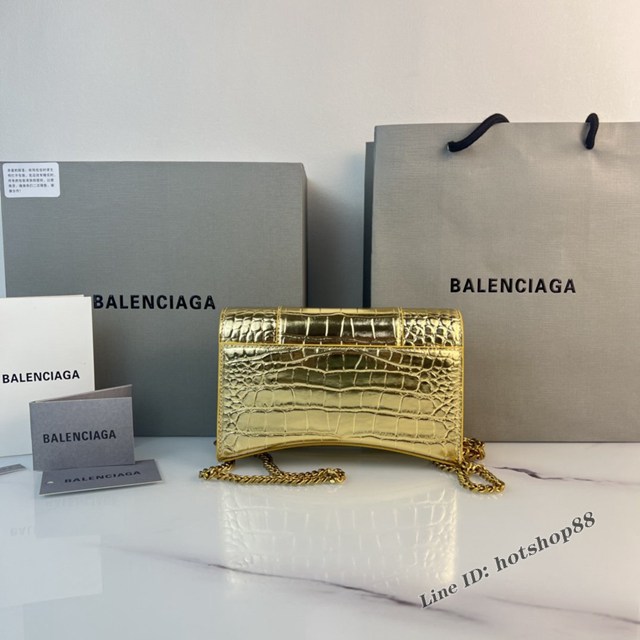 Balenciaga專櫃爆款鱷魚紋牛皮女包鏈條包 巴黎世家經典小號沙漏包鏈條斜挎包 fyj1053